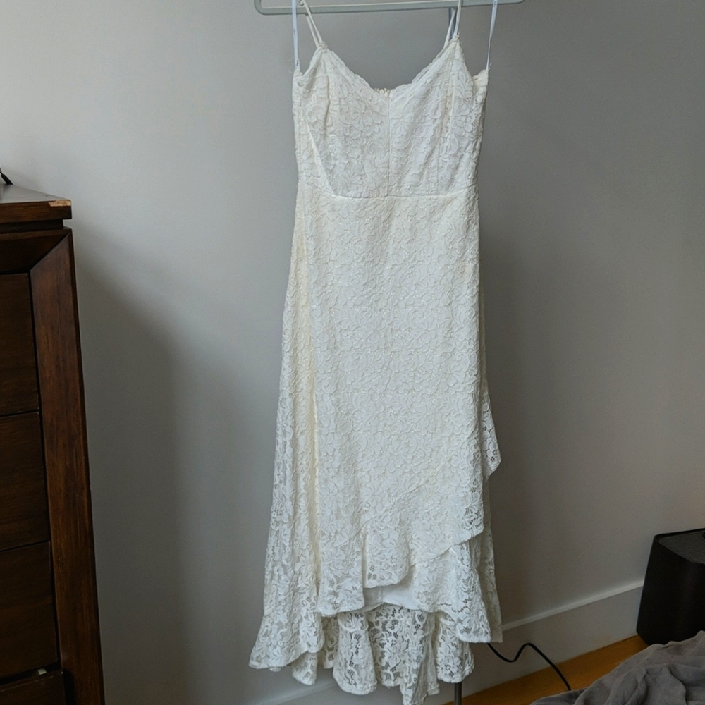 Saunter Along White Lace Midi Dress